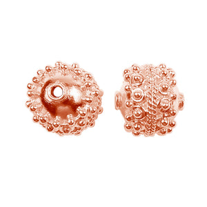 Rose Gold overlay over copper beaded texture round jewelry component handcrafted in India for wholesale use