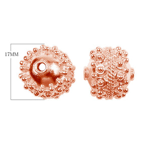 Rose Gold overlay over copper beaded texture round jewelry component handcrafted in India for wholesale use
