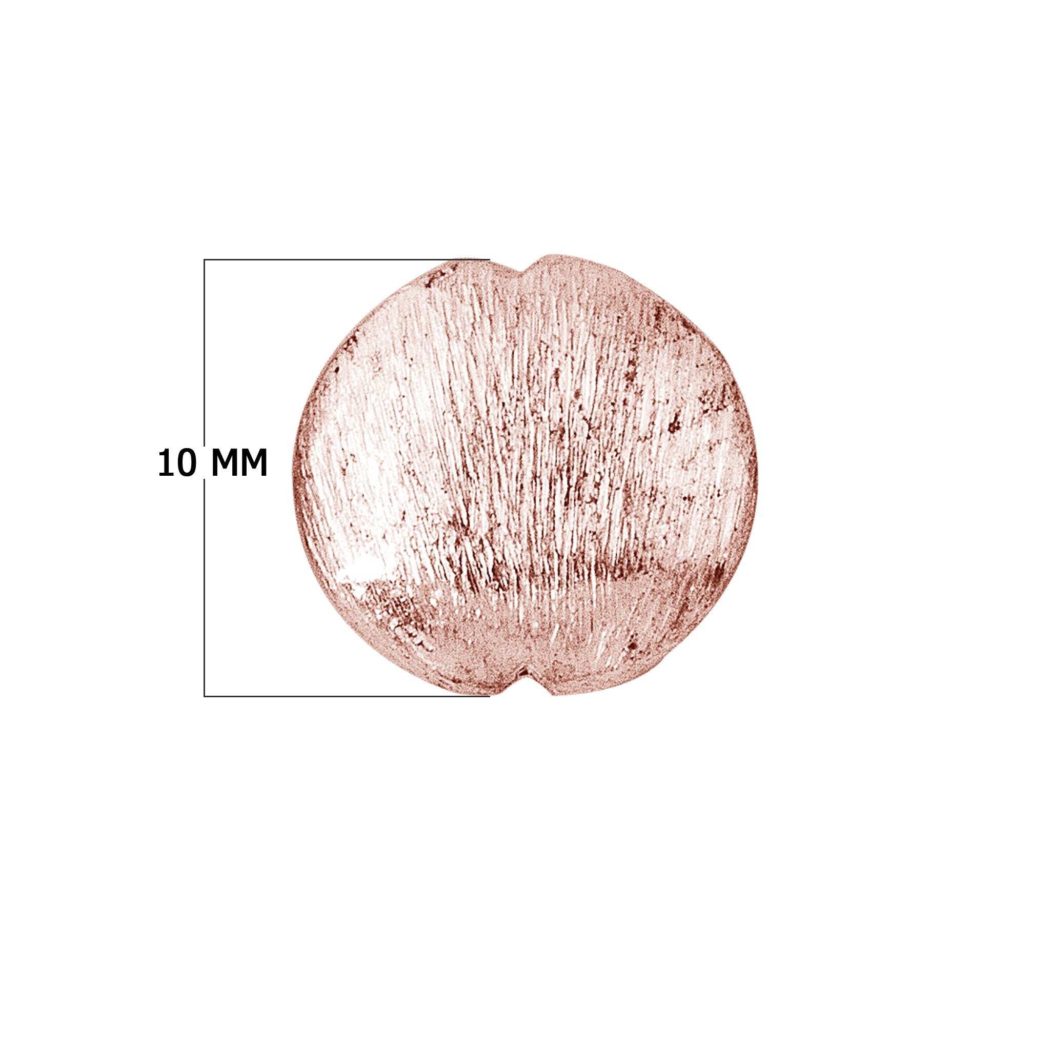 BRG-176-10MM Rose Gold Overlay Circle Shape Brushed Bead Beads Bali Designs Inc