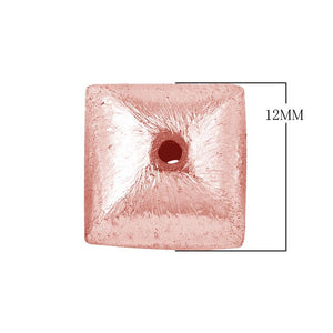 BRG-187-12MM Rose Gold Overlay Square Shape Brushed Bead Beads Bali Designs Inc