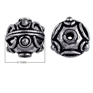 Handcrafted ornamental studded round bead with silver overlay over copper and antique finish made in India