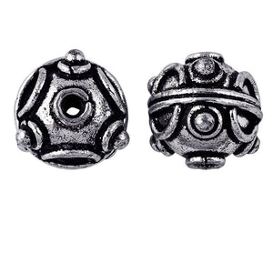 Handcrafted ornamental studded round bead with silver overlay over copper and antique finish made in India