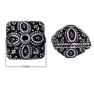 BSF-126 Silver Overlay Square Shape Granulation Designer Bali Bead Beads Bali Designs Inc