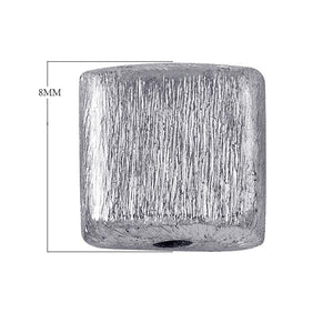 BSF-181-8MM Silver Overlay Square Shape Brushed Bead Beads Bali Designs Inc