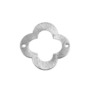 Handcrafted silver overlay over copper quatrefoil connector with textured finish made in India