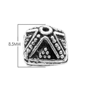 Handcrafted silver overlay over copper ornamental pyramid bead with antique textured finish made in India