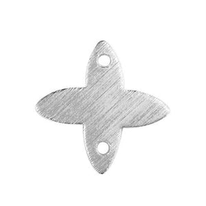 Handcrafted silver overlay over copper four petal floral cross connector with textured finish made in India