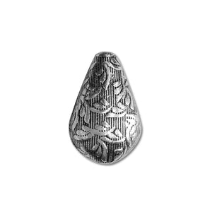 Silver overlay engraved cone bead handcrafted in India with oxidized silver finish for wholesale jewelry making