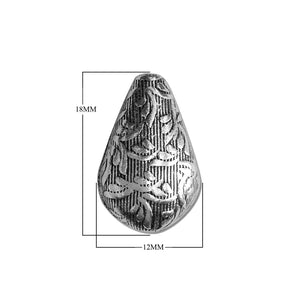 Silver overlay engraved cone bead handcrafted in India with oxidized silver finish for wholesale jewelry making