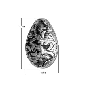 Silver overlay textured teardrop bead handcrafted in India for wholesale jewelry making
