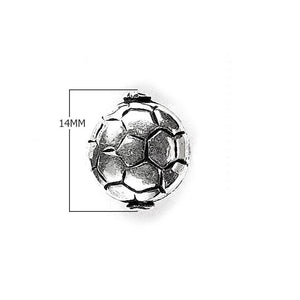 Handcrafted round silver overlay over copper bead with hexagonal geometric Indian design and antique finish