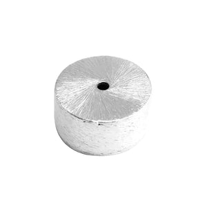 Handcrafted silver overlay over copper cylindrical spacer bead with brushed satin finish made in India