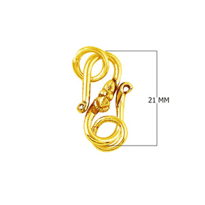 18K Gold Overlay Over Copper Coiled Hook Clasp Handcrafted In India