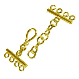 18K Gold Overlay Over Copper four-hole multi-strand jewelry extender with hook clasp, handcrafted in India