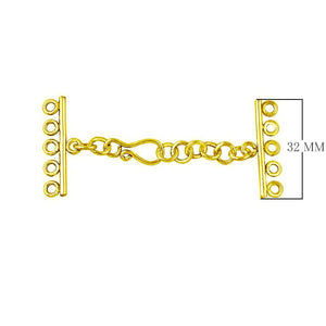 18K Gold Overlay Over Copper five-hole multi-strand jewelry extender with hook clasp, handcrafted in India