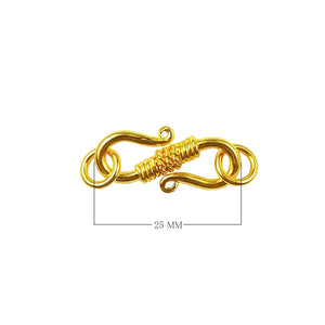 18K Gold Overlay Over Copper S-hook jewelry clasp with wrapped center, handcrafted in India