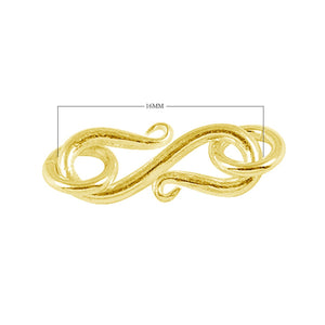 18K Gold Overlay Over Copper infinity-style S-hook jewelry clasp, handcrafted in India