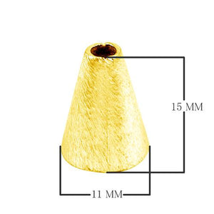18K Gold Overlay Over Copper cone bead jewelry component with tapered design, handcrafted in India