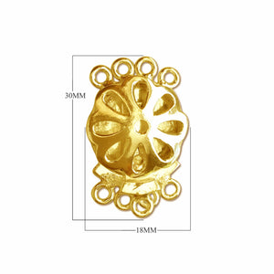 Handcrafted floral multi strand clasp with 4 holes made with 18K Gold Overlay Over Copper, polished finish, handcrafted in India for wholesale jewelry manufacturing.