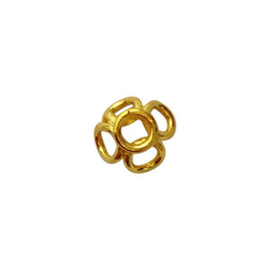 Handcrafted floral multi loop connector bead with center hole made with 18K Gold Overlay Over Copper, handcrafted in India for wholesale jewelry manufacturing.
