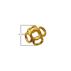 Handcrafted floral multi loop connector bead with center hole made with 18K Gold Overlay Over Copper, handcrafted in India for wholesale jewelry manufacturing.