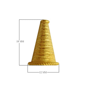 Handcrafted cone shape bead end cap made with 18K Gold Overlay Over Copper, handcrafted in India for wholesale jewelry manufacturing.