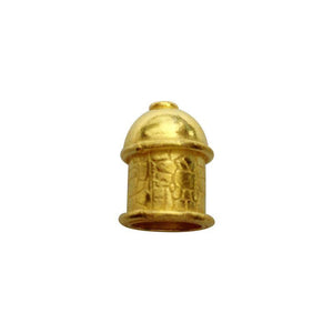Handcrafted textured cylinder dome bead cap made with 18K Gold Overlay Over Copper, handcrafted in India for wholesale jewelry manufacturing.