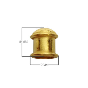 Handcrafted smooth cylinder dome bead cap made with 18K Gold Overlay Over Copper, handcrafted in India for wholesale jewelry manufacturing.