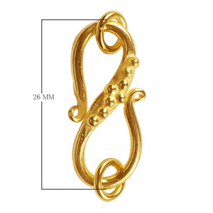 Handcrafted Bead Accent S-Curve Open Clasp Connector With 18K Gold Overlay Over Copper Finish Designed For Jewelry Making And Wholesale Collection