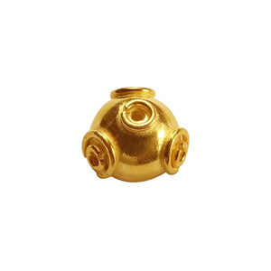 Handcrafted Multi-Hole Dome Bead Connector With 18K Gold Overlay Over Copper Finish Designed For Jewelry Making And Wholesale Collection