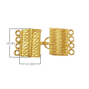 Handcrafted Rectangular Bar Multi Strand Clasp With 4 Holes Made With 18K Gold Overlay Over Copper For Wholesale Jewelry Making