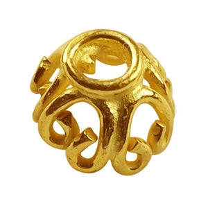 Handcrafted Floral Scroll Bead Cap With Single Hole Made With 18K Gold Overlay Over Copper For Jewelry Making Wholesale Collection