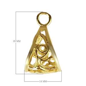 Handcrafted Heart Openwork Pendant Bail With Bottom Loop Made With 18K Gold Overlay Over Copper For Jewelry Making Wholesale Collection