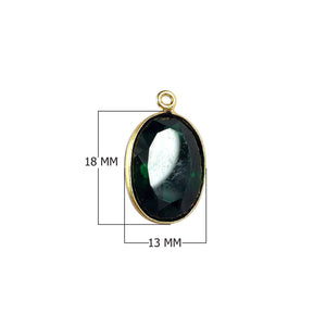 18K Gold Overlay Over Copper handcrafted oval Green Quartz connector from India for wholesale jewelry making