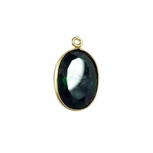 18K Gold Overlay Over Copper handcrafted oval Green Quartz connector from India for wholesale jewelry making