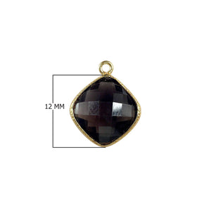18K Gold Overlay Over Copper handcrafted cushion shape Smoky Quartz connector from India for wholesale jewelry making
