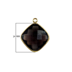 18K Gold Overlay Over Copper handcrafted cushion shape Smoky Quartz connector from India for wholesale jewelry making
