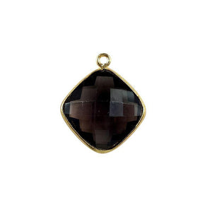 18K Gold Overlay Over Copper handcrafted cushion shape Smoky Quartz connector from India for wholesale jewelry making