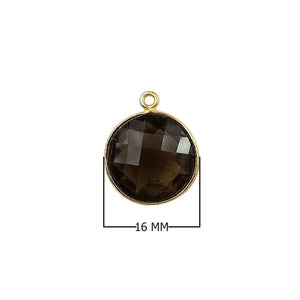 CG-321-SQ-S 18K Gold Overlay Stone Connector With Smokey Quartz Beads Bali Designs Inc