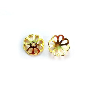 18K Gold Overlay floral bead caps over copper handcrafted in India for wholesale jewelry making