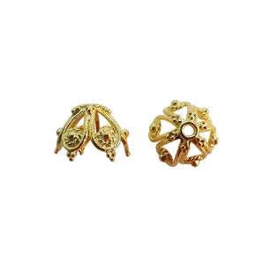 18K Gold Overlay Over Copper filigree dome bead caps handcrafted in India for wholesale jewelry making