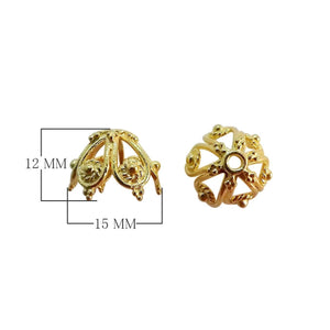 18K Gold Overlay Over Copper filigree dome bead caps handcrafted in India for wholesale jewelry making