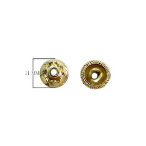 18K Gold Overlay Over Copper decorative round bead caps handcrafted in India for wholesale jewelry making