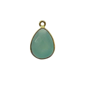 CG-339-CHA-S 18K Gold Overlay Stone Connector With Aqua Chalcedony Q. c\s Beads Bali Designs Inc