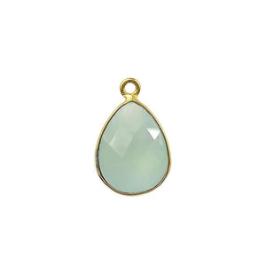 CG-340-CHA-S 18K Gold Overlay Stone Connector With Aqua Chalcedony Q. c\s Beads Bali Designs Inc