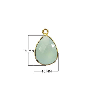 CG-340-CHA-S 18K Gold Overlay Stone Connector With Aqua Chalcedony Q. c\s Beads Bali Designs Inc