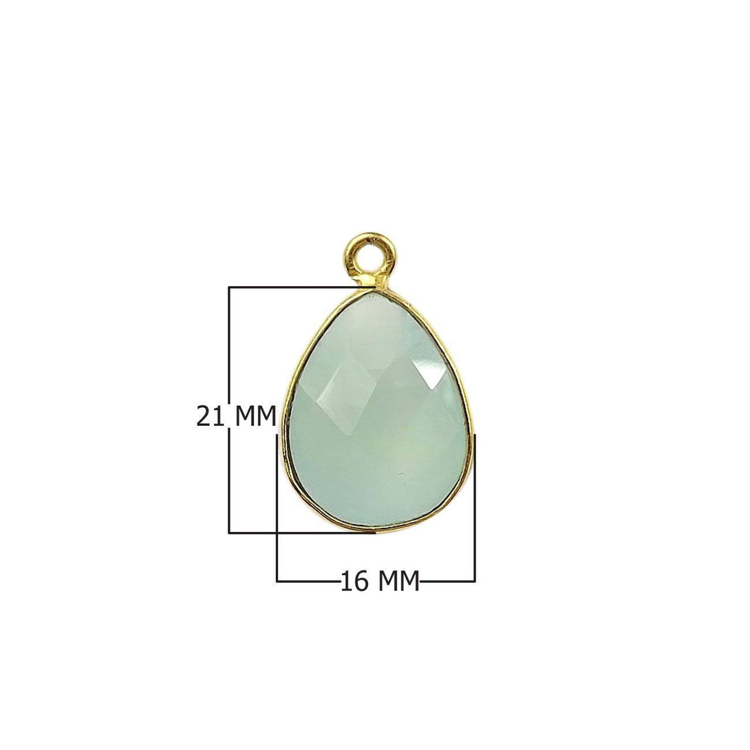 CG-340-CHA-S 18K Gold Overlay Stone Connector With Aqua Chalcedony Q. c\s Beads Bali Designs Inc 