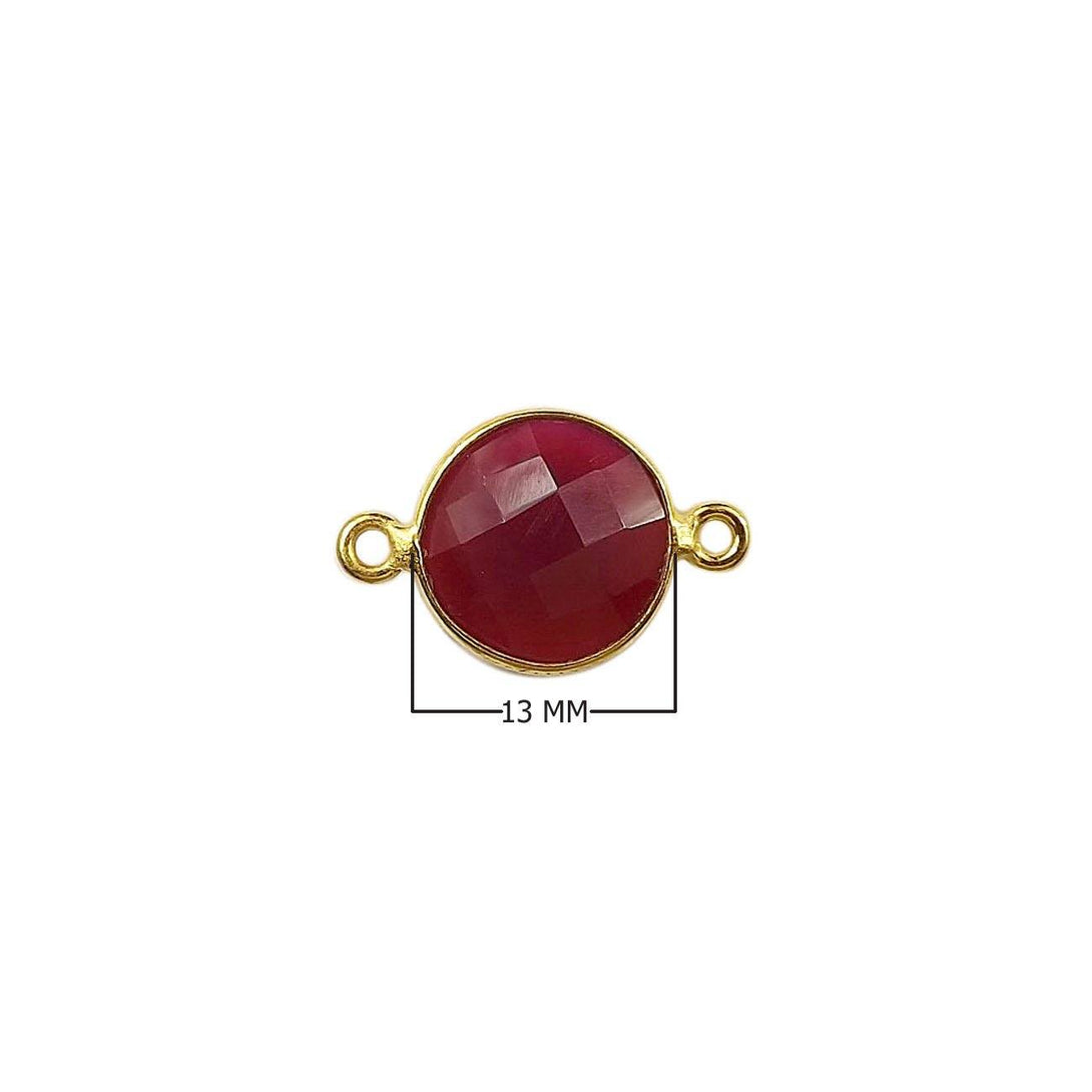 CG-341-CHR-D 18K Gold Overlay Stone Connector With Red Chalcedony Q. Beads Bali Designs Inc 