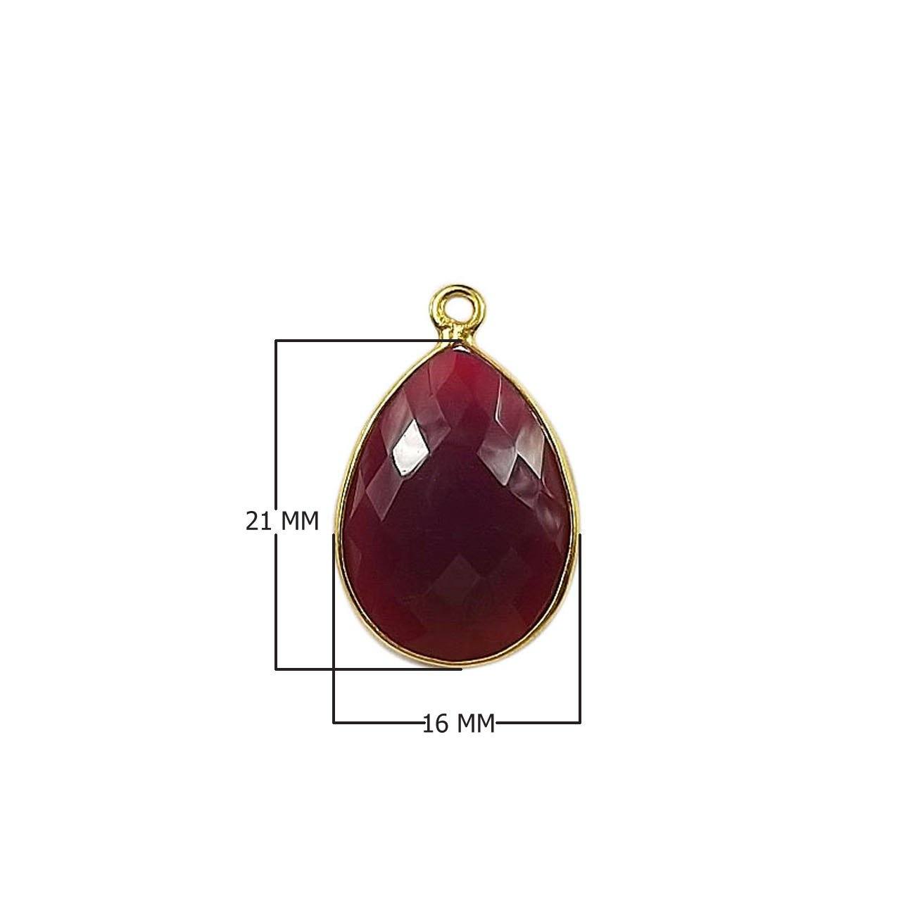 CG-343-CHR-D 18K Gold Overlay Stone Connector With Red Chalcedony Q. Beads Bali Designs Inc