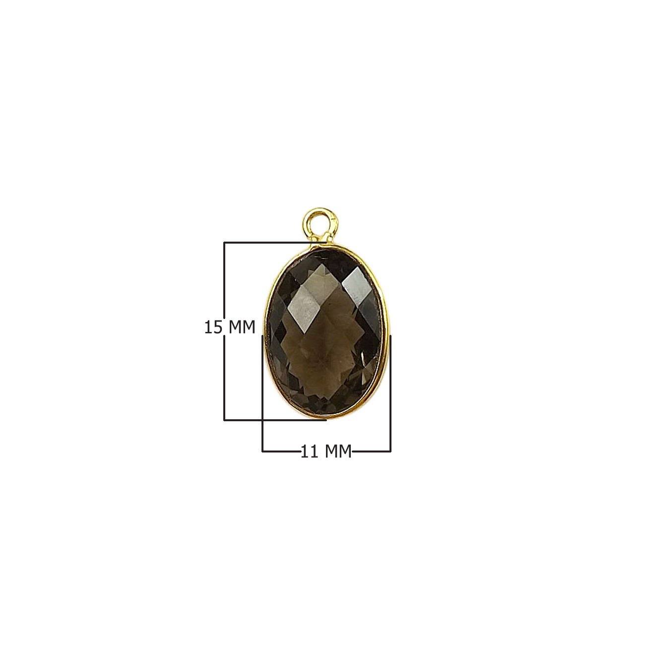 CG-356-SQ-S 18K Gold Overlay Stone Connector With Smokey Quartz Beads Bali Designs Inc